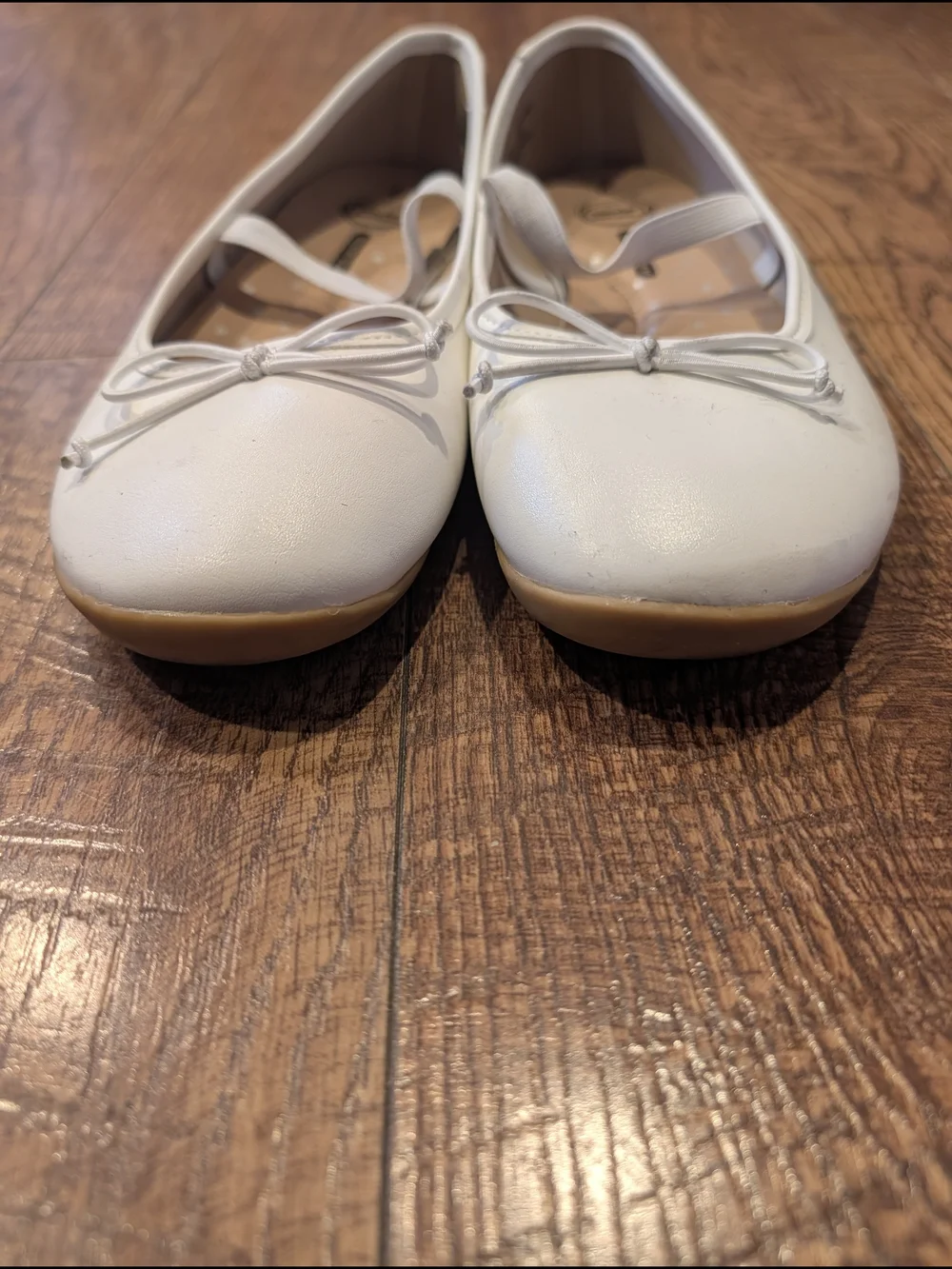 Wonder Nation White Girls' Ballet Flats with Elastic Strap